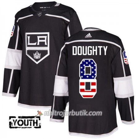 Män Ishockey Los Angeles Kings Tröja Drew Doughty 8 Adidas 2017-2018 Svart USA Flag Fashion Authentic